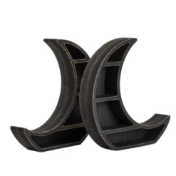 2 Pack Wooden Moon Shelf, Rustic Wall Home Decor, Crystal Holder For Stones Display And Essential Oils (10 X 10 X 2 In) -Decora Shop GUEST 004a5818 36e0 415a a2a4 3953c918379c