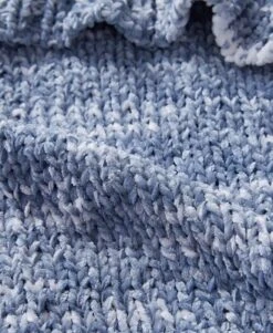 Kate Aurora "Softest Throw Ever" Ultra Plush Denim Blue Colored Chenille Heathered Knitted Accent Throw Blanket