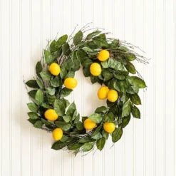 Artificial Salal Leaf/Lemon Wreath (24") Yellow - Vickerman -Decora Shop GUEST 02f8b97b 43b4 4450 8e47 afe9a199b81b