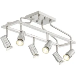 Pro Track Sven 6-Head LED Ceiling Track Light Fixture Kit Spot Light GU10 Silver Brushed Nickel Finish Metal Modern Cage Kitchen Bathroom 22" Wide -Decora Shop GUEST 054be7dc ad78 4a46 ba0c 6a19b78a571a