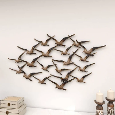 Metal Bird Flying Flock Of Wall Decor Gold - Olivia & May 5 Metal Bird Flying Flock Of Wall Decor Gold - Olivia & May - Image 5