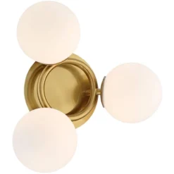 Possini Euro Design Modern Ceiling Light Flush Mount Fixture Brass 18" Wide 3-Light Frosted White Glass Globes Bedroom Living Room -Decora Shop GUEST 06411361 fd0b 4cb1 bb74 953912030950