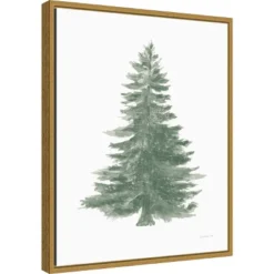 16" X 20" Floursack Holiday Tree By Danhui Nai Framed Canvas Wall Art - Amanti Art
