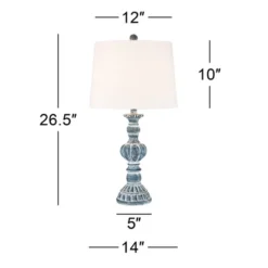 Regency Hill Tanya Traditional Table Lamps 26 1/2" High Set Of 2 Blue Washed Tapered Drum Shade For Bedroom Living Room Bedside Nightstand Office Kids -Decora Shop GUEST 08a189d4 1eef 42d2 9158 0f7541f25b6d