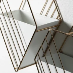 Sullivans Sleek Gold-Trim Wall Pockets Set Of 2, 13.5"H & 9"H Gold