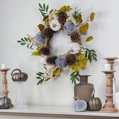 Northlight Pumpkins Foliage Grapevine Artificial Thanksgiving Wreath, 24-Inch, Unlit 1 Northlight Pumpkins Foliage Grapevine Artificial Thanksgiving Wreath, 24-Inch, Unlit