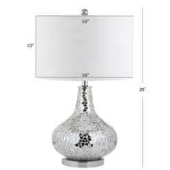 26" Emilia Mirrored Mosaic Table Lamp (Includes LED Light Bulb) Silver - JONATHAN Y -Decora Shop GUEST 0b94125c 7319 4738 84de efc15577a5dc