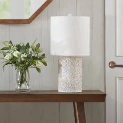 Ashbourne Embossed Floral Resin Table Lamp (Includes LED Light Bulb) Ivory - Hampton Hill -Decora Shop GUEST 0baf78c4 0b13 4413 9644 0ddb67c86797
