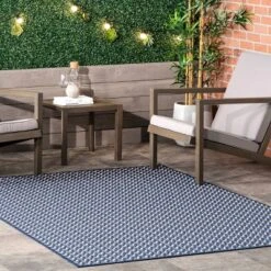 8'x10' Camryn Abstract Herringbone Indoor And Outdoor Area Rug Navy - NuLOOM