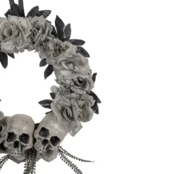 Northlight Double Skull And Gray Roses Halloween Wreath, 16-Inch, Unlit -Decora Shop GUEST 0c48446c 21f9 493e 9611 5b7b1c4251ee