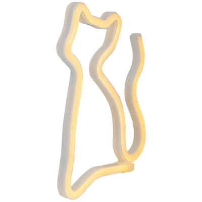Northlight 9" White Cat LED Neon Style Sign 3 Northlight 9" White Cat LED Neon Style Sign - Image 3