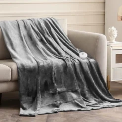 Costway 84'' X 90'' Flannel Heated Blanket Electric Throw W/ Dual Controllers BlueRedBeigeGray -Decora Shop GUEST 10dc623c dd01 4d34 a26f 42b448d12623