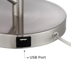 360 Lighting Modern Table Lamps Set Of 2 With USB Charging Port 26" High Metal Arc White Drum Shade For Living Room Bedroom Bedside Office -Decora Shop GUEST 11776ada 0537 4695 9479 b49b77fb6dab