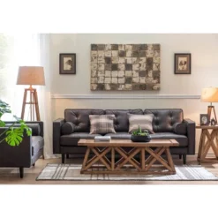 Mariner Tripod Style Wood Floor Lamp With Burlap Drum Shade Rust - Storied Home -Decora Shop GUEST 140b0775 e0ec 4896 81bb cc492964a95d