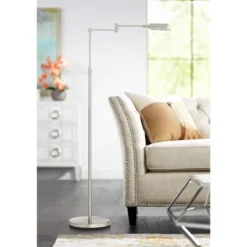 360 Lighting Zema Traditional Pharmacy Floor Lamp 49 1/2" Tall Brushed Nickel LED Adjustable Swing Arm For Living Room Reading Bedroom Offic