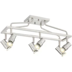 Pro Track Sven 6-Head LED Ceiling Track Light Fixture Kit Spot Light GU10 Silver Brushed Nickel Finish Metal Modern Cage Kitchen Bathroom 22" Wide -Decora Shop GUEST 156b5a3f 8649 408b a37e 6163717ddb03