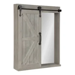 Decorative Wood Wall Storage Cabinet With Vanity Mirror Rustic Gray - Kate & Laurel All Things Decor -Decora Shop GUEST 17852cea c012 430b 9621 653db457d8ac
