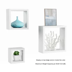 Floating Shelves- Cube Wall Shelf Set With Hidden Brackets, 3 Sizes To Display Décor, Books, Photos, More- Hardware Included By Lavish Home (White) -Decora Shop GUEST 178937d0 1dc8 4a28 bcc9 567702f61027