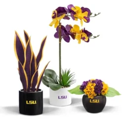 Forever Leaf LSU Artificial Snake, Orchid And Hydrangea Plants 3-Pack Bundle, Indoor Artificial Plant For Home Decor