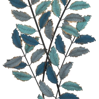 Metal Leaf Wall Decor With Gold Accent Blue - Olivia & May 13 Metal Leaf Wall Decor With Gold Accent Blue - Olivia & May - Image 13