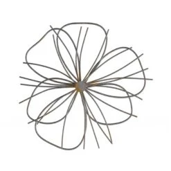 Wall Decor - Metallic Layered Wire Flower Sculpture - Contemporary Hanging Accent For Living Room, Bedroom, Or Kitchen By Lavish Home (Silver/Gold)