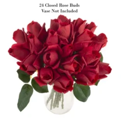 Artificial Rose Bud Bundles ? 24PC Real Touch Fake 11.5-Inch Flowers With Stems For Home Décor, Wedding, Or Bridal/Baby Showers By Pure Garden (Red) -Decora Shop GUEST 215b8c2e e339 4a43 aa8a 5095b8e3fb80