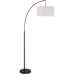 360 Lighting Cora Modern Arc Floor Lamp Standing 72" Tall Black Metal White Linen Drum Shade Decor For Living Room Reading Bedroom Office House Home -Decora Shop GUEST 223d7012 8ae6 4e00 b72f d98c4162d722