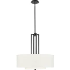 Possini Euro Design Sundry Semi Gloss Black Drum Pendant Chandelier 24" Wide Modern Double Shade 4-Light Fixture For Dining Room Foyer Kitchen Island -Decora Shop GUEST 27e81486 f3db 4192 b64a d18fef770ca4