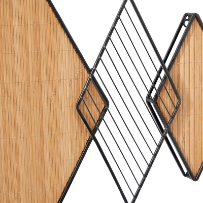 22" X 42" Bamboo Geometric Overlapping Diamond Wall Decor With Metal Wire Brown - Olivia & May 4 22" X 42" Bamboo Geometric Overlapping Diamond Wall Decor With Metal Wire Brown - Olivia & May - Image 4