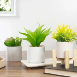 Northlight 8" Green Artificial Aloe Plant In A White Pot