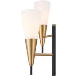 Possini Euro Design Quatro Mid Century Modern Tree Floor Lamp 71" Tall Black Gold Metal 4 Light Frosted Glass Cone Shade For Living Room Bedroom House -Decora Shop GUEST 2b74941b 60aa 4a94 b028 4f70395f3b39