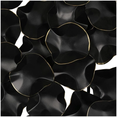 Metal Abstract Overlapping Folded Circle Wall Decor With Gold Accent Black - Olivia & May 1 Metal Abstract Overlapping Folded Circle Wall Decor With Gold Accent Black - Olivia & May