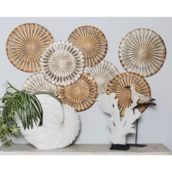 Rustic Metal Abstract Wall Decor Beige - Olivia & May