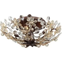 Vienna Full Spectrum Blooms Vintage Ceiling Light Semi Flush Mount Fixture 21" Wide Weathered Brown 5-Light For Bedroom Kitchen Living Room Hallway -Decora Shop GUEST 2ec30d89 a0a1 4b2f bf1f 4ea125986ef2