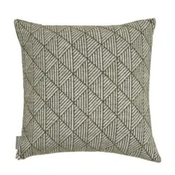 18"x18" Geometric Chenille Woven Jacquard Reversible Square Throw Pillow Moss Green - Evergrace