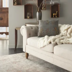 Mina Victory Life Styles Embroidered Figures Indoor 18"x18" Charcoal Throw Pillow