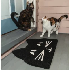 Entryways 1'4" X 2'4" Cat Face Indoor/Outdoor Coir Doormat Black/White -Decora Shop GUEST 31c29222 9e28 4e35 9957 add015f26a75
