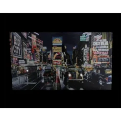 Northlight LED Lighted NYC Times Square And Classic Cars Canvas Wall Art 15.75" X 23.75"