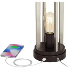 360 Lighting Marcel Modern Table Lamps Set Of 2 24 1/4" High Brushed Nickel With LED Nightlight USB Charging Port White Shade For Bedroom House Desk -Decora Shop GUEST 37bc3ef0 1d75 4a83 a763 08ab1a37c940