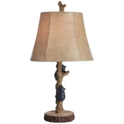 John Timberland Climbing Bears Rustic Accent Table Lamps 22 1/2" High Set Of 2 Brown Faux Wood With USB Charging Port Faux Leather Shade For Desk -Decora Shop GUEST 38e0bcf3 e479 46b5 9cda 4bd12d04d000