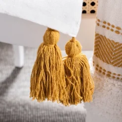 Polli Throw Blanket - Mustard Yellow/Beige - 50" X 60" - Safavieh -Decora Shop GUEST 392be659 145f 492b 9cc9 f178936e864a