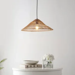 20.25" 1-Light Nova Farmhouse Coastal Rattan LED Pendant Brown - JONATHAN Y -Decora Shop GUEST 3945ee33 09d5 4412 85a6 34c38ef857f1