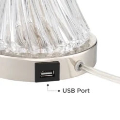 Regency Hill Luca Modern Table Lamps Set Of 2 25 1/2" High Twisted Glass With USB Charging Port Blue Shirred Shade For Bedroom Living Room Desk Office -Decora Shop GUEST 3a14f747 7c88 4af6 86bb 0b7347b6f7c6