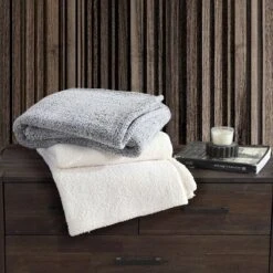 50"x60" Solid Mingled Faux Shearling Reversible Throw Blanket - Eddie Bauer -Decora Shop GUEST 3c5ec3e1 b126 4006 9cae ce2d0a30edf5