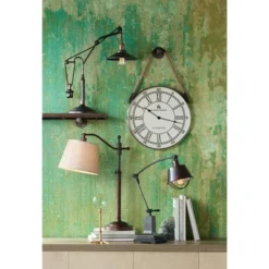 Regency Hill Downbridge Style Desk Table Lamp Adjustable Height 30.5" Tall Bronze Metal Tan Linen Look Shade For Living Room Bedroom Office -Decora Shop GUEST 3dc90a57 760d 4ead 8f68 027c89136465