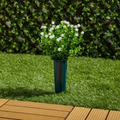 Bright Creations 6 Bundles White Artificial Flowers With 2 Cone Vases, Faux Fake Plant For Cemetery, Outdoor Decor (8.6 X 13 In)