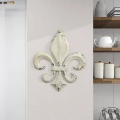 Metal Fleur De Lis Wall Decor With Distressing White - Olivia & May -Decora Shop GUEST 3f22fabf 38ed 4d39 ad4d d77d007eb1c6
