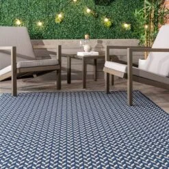8'x10' Camryn Abstract Herringbone Indoor And Outdoor Area Rug Navy - NuLOOM -Decora Shop GUEST 423d0147 b987 4952 9d91 77297ea9ac08