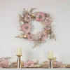Northlight Champange And Pink Flower Wreath, 24-Inch, Unlit