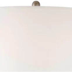360 Lighting Geoff Modern Table Lamps 26" High Set Of 2 Brushed Nickel With USB Charging Port Table Top Dimmers White Drum Shade For Living Room Desk -Decora Shop GUEST 432d54b7 bdac 4d64 9456 d70c6afc1a37